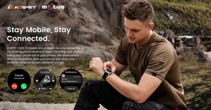 Original KOSPET TANK T3 BT Calling Smart Watch stay mobile,stay connected